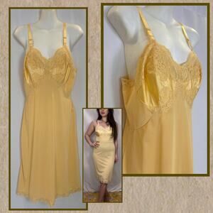 Vintage Artmeis by Jossan Slip Dress in Buttercream / Soft Yellow 1970s